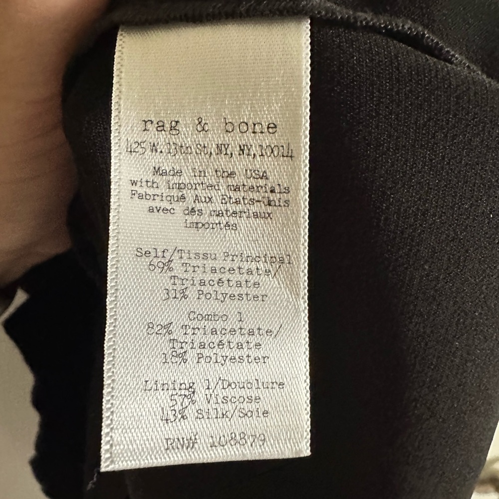 Rag & Bone Black Designer Silk Open Blend Fernanda Cocktail Dress size 8 EUC - Picture 8 of 8